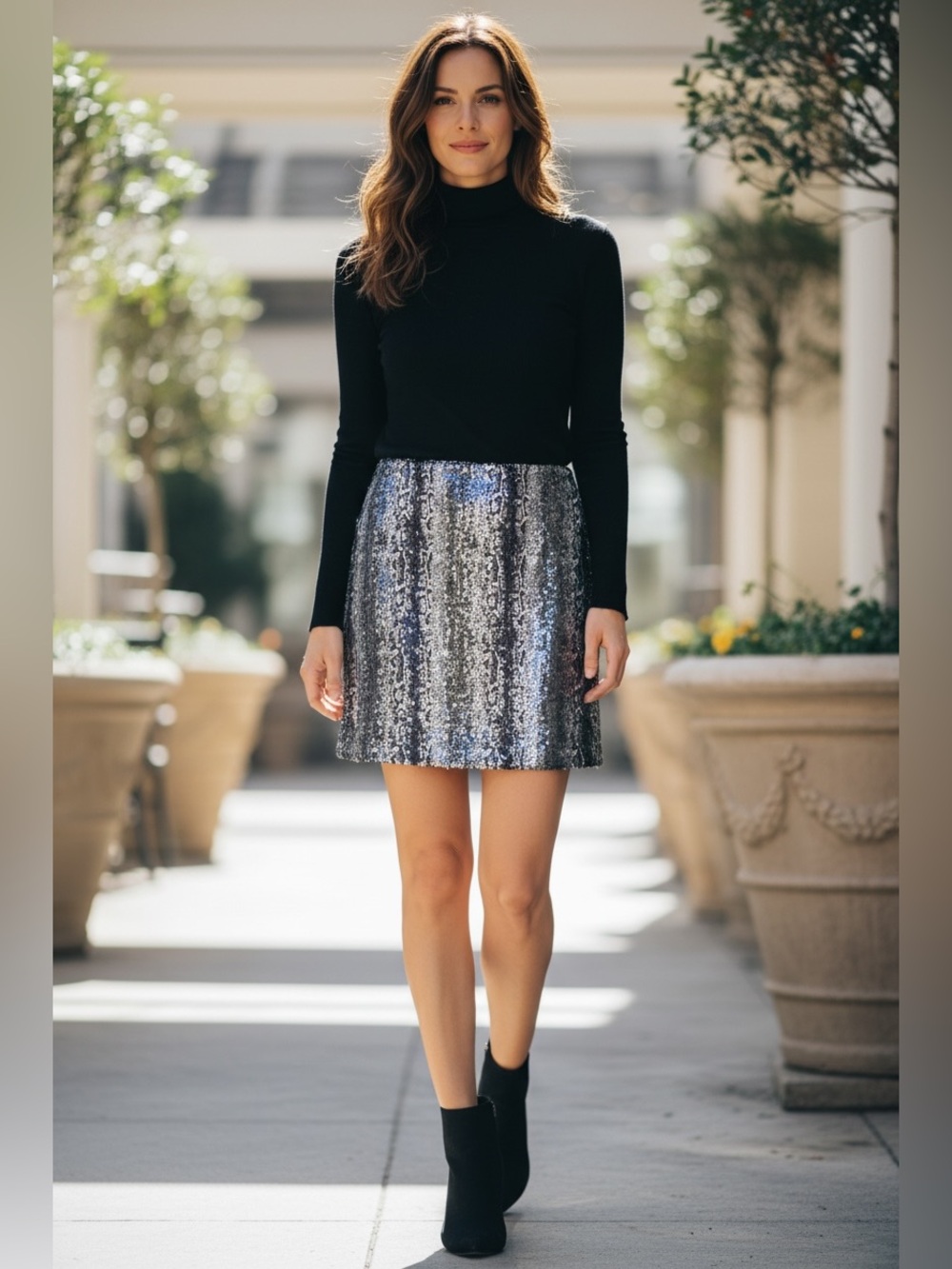 Lelis Sequins Snake Print Mini Skirt NWT